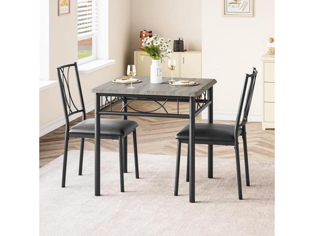 Dining Table Set for 2, Kitchen Table with 2 Upholstered Chairs, Wood 3-Piece Kitchen Dining Room Table Set for Apartment, Small Space, Space...