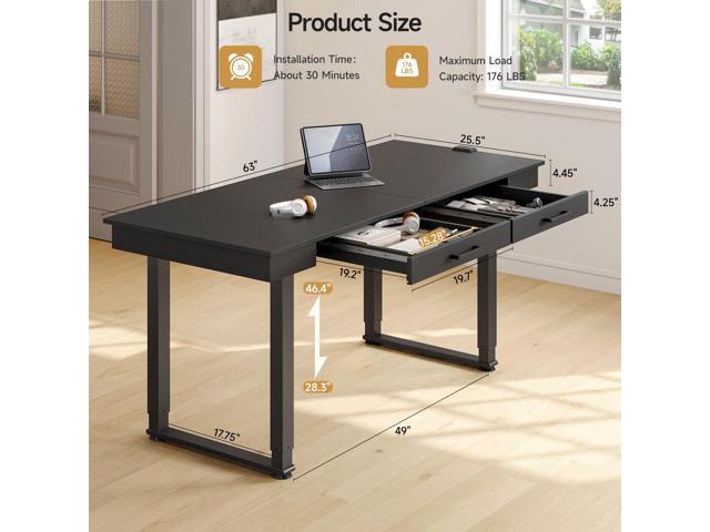ONBRILL Standing Desk with Drawers, 63x26 Inches Rectangle Electric Stand Up Desk with Dual Motor and Memory Preset, Adjustable Height from 28-46...