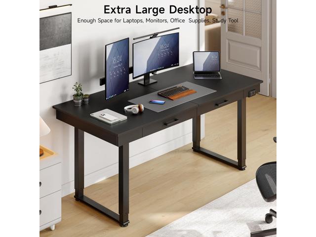 ONBRILL Standing Desk with Drawers, 63x26 Inches Rectangle Electric Stand Up Desk with Dual Motor and Memory Preset, Adjustable Height from 28-46...