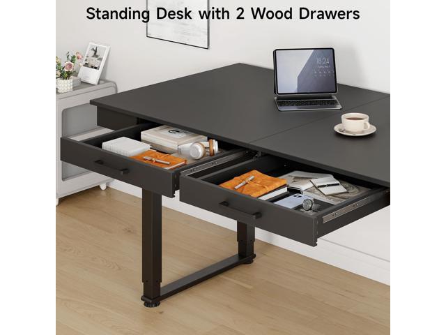 ONBRILL Standing Desk with Drawers, 63x26 Inches Rectangle Electric Stand Up Desk with Dual Motor and Memory Preset, Adjustable Height from 28-46...