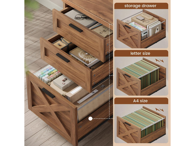 SEDETA 55.1' Executive Office Desk with 3 Drawers, Farmhouse Computer Desk with File Drawer & Storage Shelves, Home Office Desk with Power Outlet...