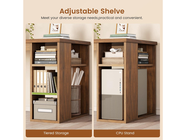 SEDETA 55.1' Executive Office Desk with 3 Drawers, Farmhouse Computer Desk with File Drawer & Storage Shelves, Home Office Desk with Power Outlet...