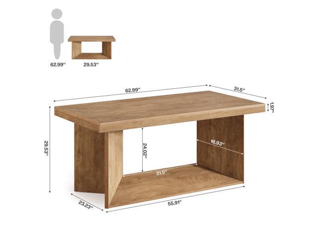 Tribesigns 63-Inch Executive Desk, Large Office Computer Desk with Heavy Duty Pedestal, Farmhouse Simple Workstations Writing Table for Home...