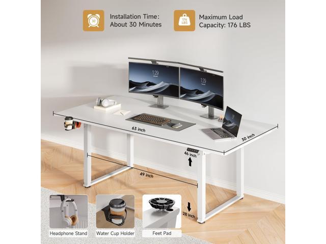 63x30 Inch Adjustable Standing Desk with 4 Legs, Stand up Desk Features a Spacious Rectangular Top, Dual-Motor Lift, and Memory Presets (28-46Inch)...