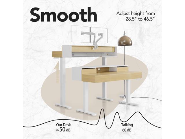 HUANUO Standing Desk with Drawers, 48 Inches Electric Height Adjustable Desk with Storage, Whole-Piece Board Sit Stand Up Desk with Monitor Shelf,...
