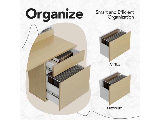HUANUO Electric Standing Desk with File Cabinet, 47 Inch Height Adjustable Desk with Storage Drawers, Ergonomic Stand Up Table Compatible with...