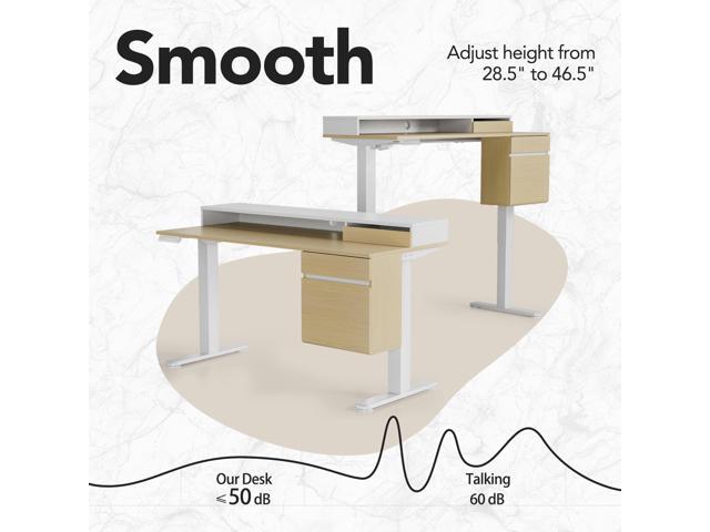 HUANUO Electric Standing Desk with File Cabinet, 47 Inch Height Adjustable Desk with Storage Drawers, Ergonomic Stand Up Table Compatible with...