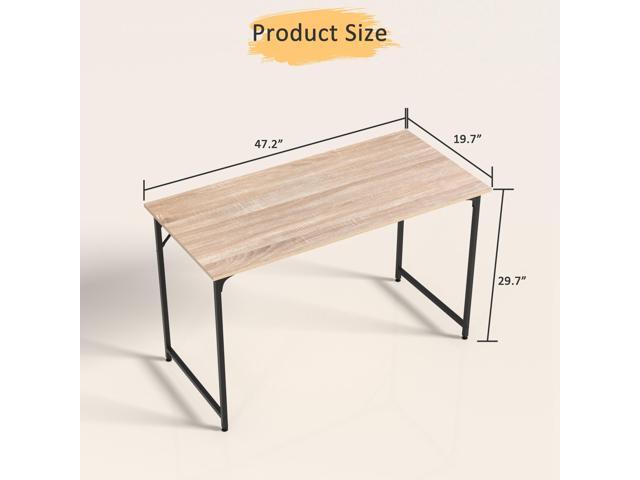 47 Inch Computer Desk with Wood Board and Metal Frame, Modern Simple Style Work Desk with Adjustable Feet, Study Gaming Desk Table for Home Office,...