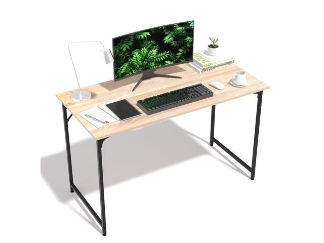 47 Inch Computer Desk with Wood Board and Metal Frame, Modern Simple Style Work Desk with Adjustable Feet, Study Gaming Desk Table for Home Office,...