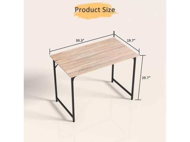 39 Inch Computer Desk with Wood Board and Metal Frame, Modern Simple Style Work Desk with Adjustable Feet, Study Gaming Desk Table for Home Office,...