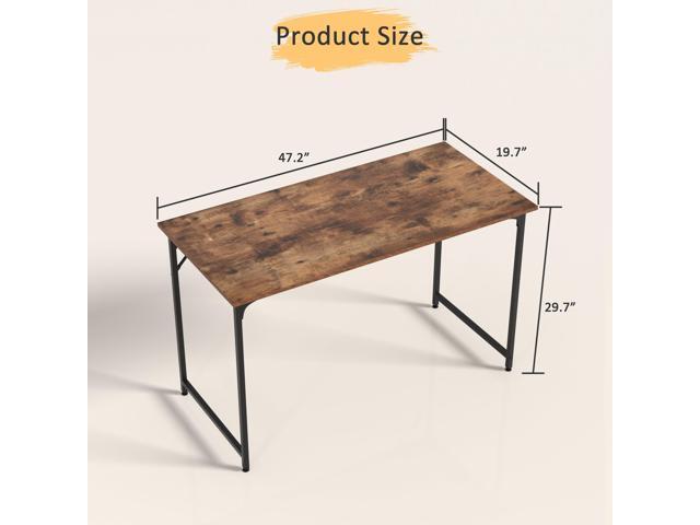 47 Inch Computer Desk with Wood Board and Metal Frame, Modern Simple Style Work Desk with Adjustable Feet, Study Gaming Desk Table for Home Office,...
