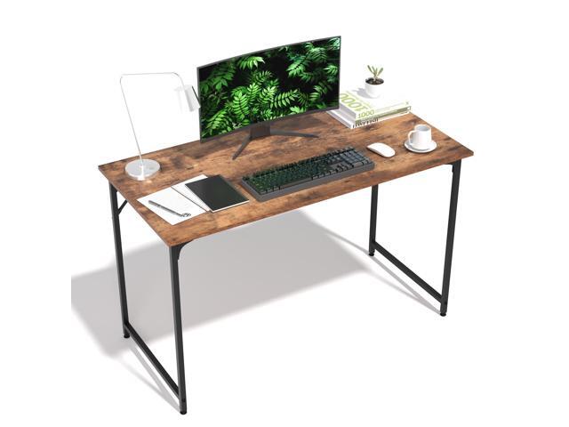 47 Inch Computer Desk with Wood Board and Metal Frame, Modern Simple Style Work Desk with Adjustable Feet, Study Gaming Desk Table for Home Office,...