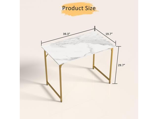39 Inch Computer Desk with Wood Board and Metal Frame, Modern Simple Style Work Desk with Adjustable Feet, Study Gaming Desk Table for Home Office,...