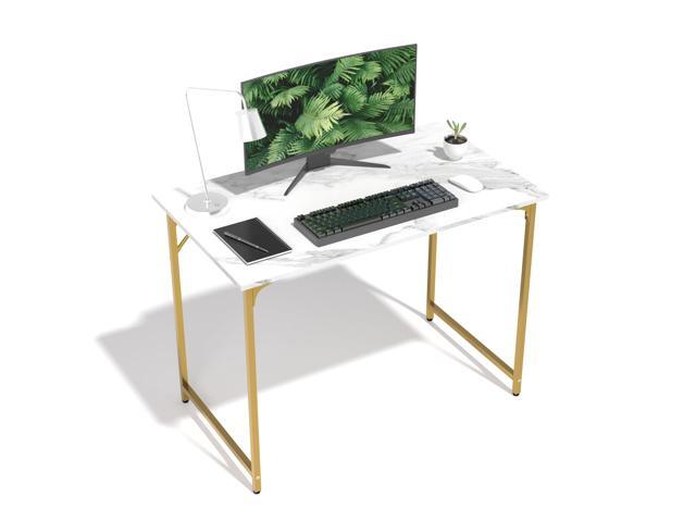 39 Inch Computer Desk with Wood Board and Metal Frame, Modern Simple Style Work Desk with Adjustable Feet, Study Gaming Desk Table for Home Office,...