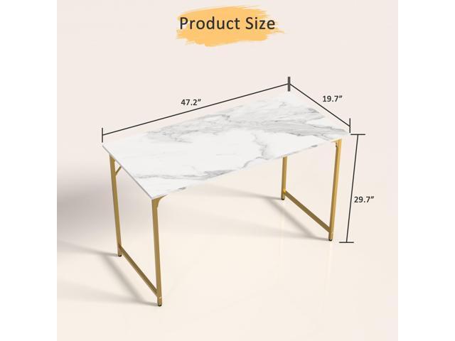 47 Inch Computer Desk with Wood Board and Metal Frame, Modern Simple Style Work Desk with Adjustable Feet, Study Gaming Desk Table for Home Office,...