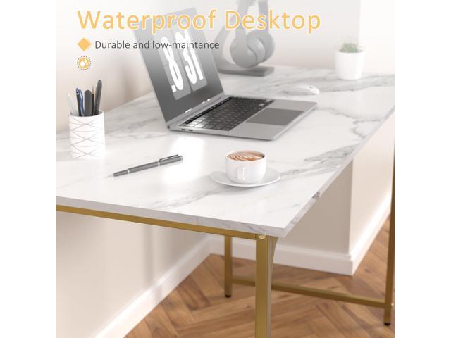47 Inch Computer Desk with Wood Board and Metal Frame, Modern Simple Style Work Desk with Adjustable Feet, Study Gaming Desk Table for Home Office,...