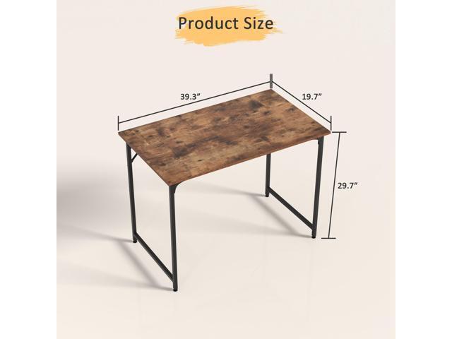 39 Inch Computer Desk with Wood Board and Metal Frame, Modern Simple Style Work Desk with Adjustable Feet, Study Gaming Desk Table for Home Office,...