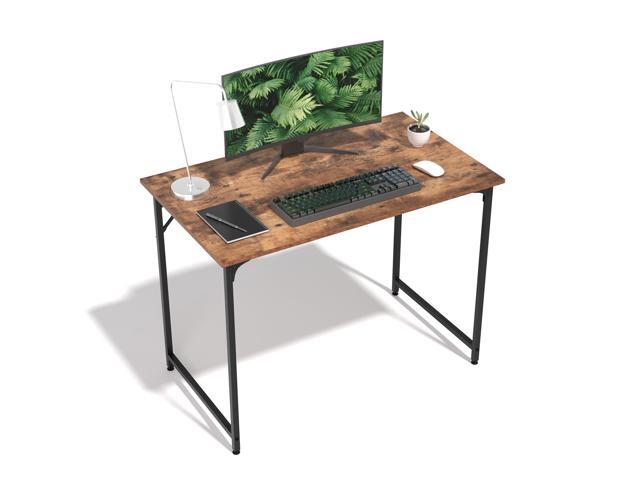 39 Inch Computer Desk with Wood Board and Metal Frame, Modern Simple Style Work Desk with Adjustable Feet, Study Gaming Desk Table for Home Office,...