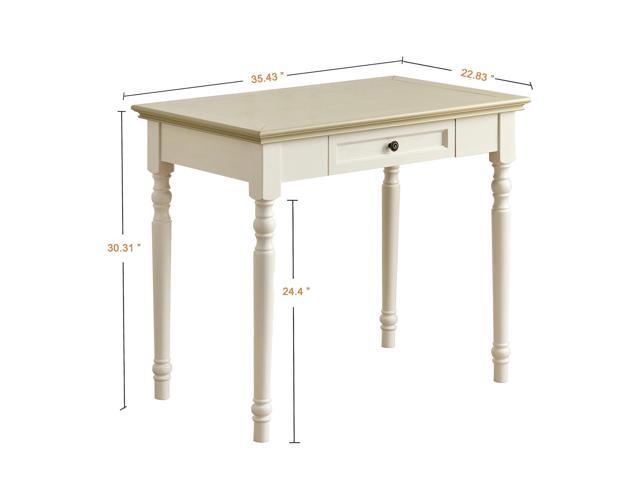 French Country Style Writing Desk,35' Solid Wood Farmhouse Computer Table with Drawers,Rustic Beige Finish,for Home Office, Study or Living Room...