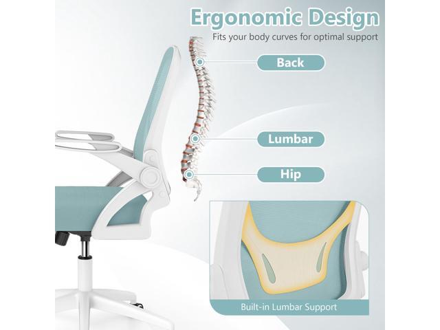Giantex Mesh Office Chair, Ergonomic Desk Chair with Flip-up Arms & Lumbar Support, Height Adjustable Swivel Computer Desk Chair with High Back for...