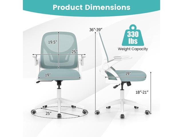 COSTWAY Office Chair, Comfy Swivel Rolling Desk Chair with Adjustable Height & Flip-Up Armrests, Ergonomic Mesh Computer Chairs with Lumbar Support...