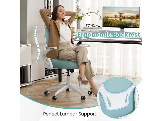 COSTWAY Office Chair, Comfy Swivel Rolling Desk Chair with Adjustable Height & Flip-Up Armrests, Ergonomic Mesh Computer Chairs with Lumbar Support...