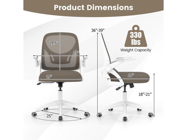 COSTWAY Office Chair, Comfy Swivel Rolling Desk Chair with Adjustable Height & Flip-Up Armrests, Ergonomic Mesh Computer Chairs with Lumbar Support...