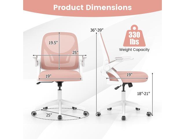COSTWAY Office Chair, Comfy Swivel Rolling Desk Chair with Adjustable Height & Flip-Up Armrests, Ergonomic Mesh Computer Chairs with Lumbar Support...