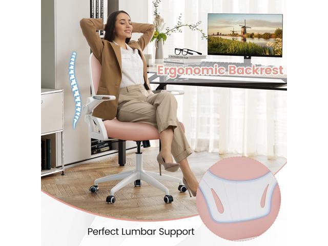COSTWAY Office Chair, Comfy Swivel Rolling Desk Chair with Adjustable Height & Flip-Up Armrests, Ergonomic Mesh Computer Chairs with Lumbar Support...