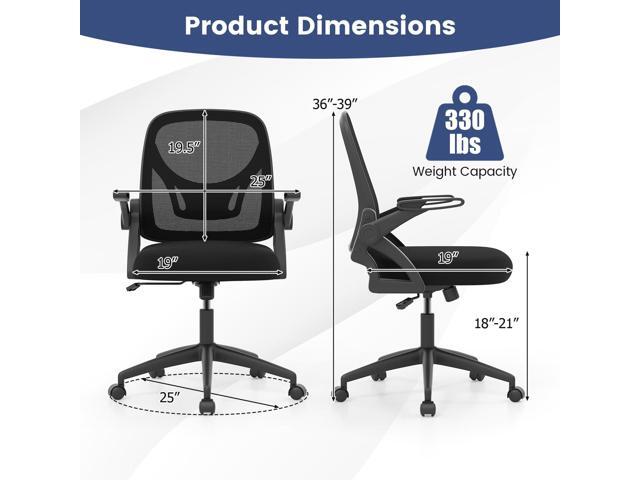 COSTWAY Office Chair, Comfy Swivel Rolling Desk Chair with Adjustable Height & Flip-Up Armrests, Ergonomic Mesh Computer Chairs with Lumbar Support...