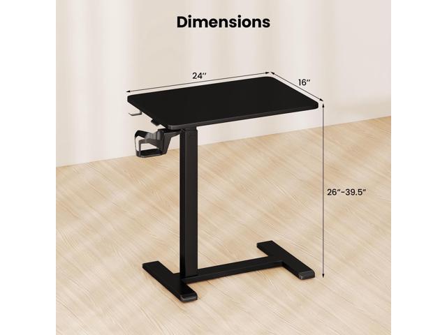 GOFLAME Rolling Standing Desk, C Shaped End Table Adjustable Height with Hidden Wheels, Cup Holder & Headphone Hook, Mobile Sofa Couch Bed Side...