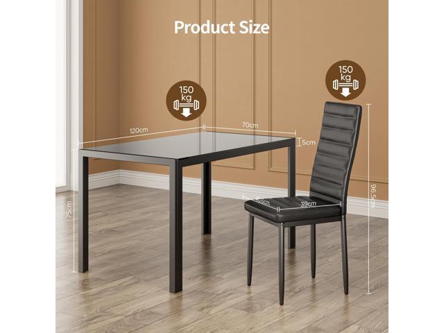 Bealife Kitchen Dining Table Set for 4, Tempered Glass 5 Piece Table and Chairs Set Modern for Home, Kitchen, Living Room, Dining Room (Black)