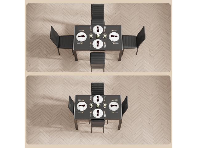 Bealife Kitchen Dining Table Set for 4, Tempered Glass 5 Piece Table and Chairs Set Modern for Home, Kitchen, Living Room, Dining Room (Black)