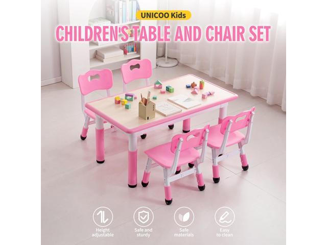 UNICOO Kids Table and Chairs Set, Height Adjustable Multi-Activity Preschool Table with Graffiti Desktop for Ages 2-8 - Versatile Kids Tables for...