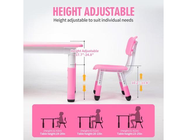 UNICOO Kids Table and Chairs Set, Height Adjustable Multi-Activity Preschool Table with Graffiti Desktop for Ages 2-8 - Versatile Kids Tables for...