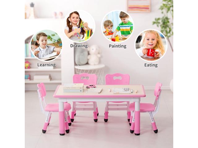 UNICOO Kids Table and Chairs Set, Height Adjustable Multi-Activity Preschool Table with Graffiti Desktop for Ages 2-8 - Versatile Kids Tables for...