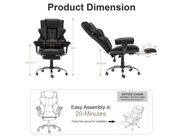Ergonomic Office Chair with Heated Massage Function, Executive Computer Desk Chair, Adjustable Massage Seating (Black)