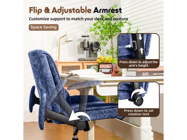 Criss Cross Chair with Wheels & Flip Arms, Wide Cross Legged Office Chair with Adjustable Tilt Criss-Cross Desk Chair with Lumbar Support for Home...