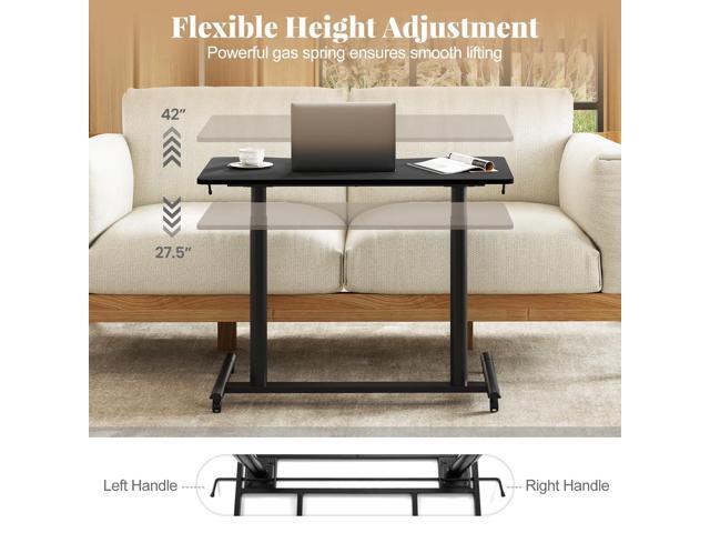 Giantex Mobile Standing Desk, Height Adjustable Computer Desk with Wheels & Aluminum Frame, C Shaped Sofa Side Table, Portable Laptop PC...