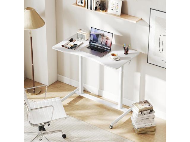 Giantex Mobile Standing Desk, Height Adjustable Computer Desk with Wheels & Aluminum Frame, C Shaped Sofa Side Table, Portable Laptop PC...