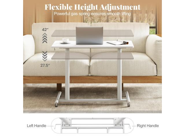 Giantex Mobile Standing Desk, Height Adjustable Computer Desk with Wheels & Aluminum Frame, C Shaped Sofa Side Table, Portable Laptop PC...