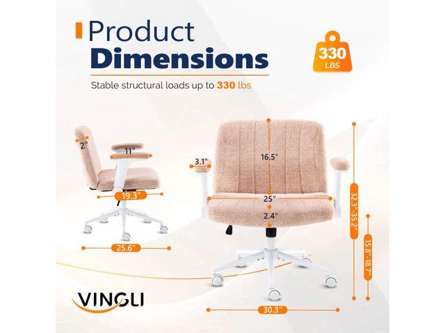 VINGLI Criss Cross Chair with Adjustable Flip-Up Arms,Cross Legged Chair with Wheels, Extra Wide Office Chair,Cozy Desk Chair for Home Office,...