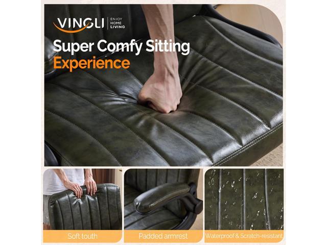 VINGLI Criss Cross Chair with Adjustable Flip-Up Arms,Cross Legged Chair with Wheels, Extra Wide Office Chair,Comfortable Desk Chair for Home...