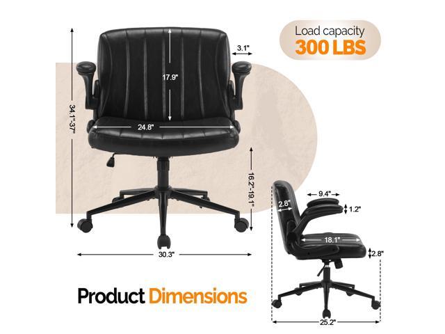 VINGLI Criss Cross Chair with Adjustable Flip-Up Arms,Cross Legged Chair with Wheels, Extra Wide Office Chair,Comfortable Desk Chair for Home...