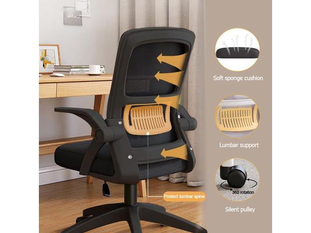Home Office Chair Ergonomic Breathable Mesh Chair High Back with Adjustable Height Swivel with Flip-Up Arms and Lumbar Support