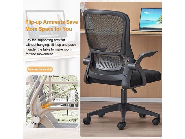 Home Office Chair Ergonomic Breathable Mesh Chair High Back with Adjustable Height Swivel with Flip-Up Arms and Lumbar Support