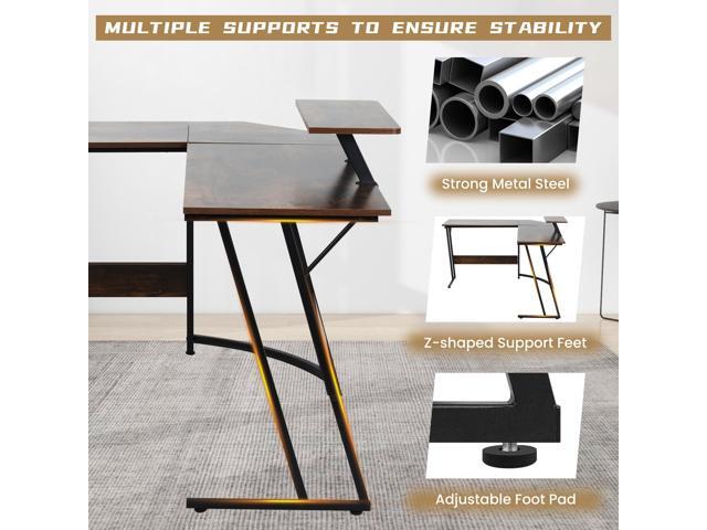 BLKMTY L Shaped Gaming Desk, Computer Desk Corner Desks Wood Gaming Table PC Table with Monitor Stand for Home Office Dorm Sturdy Writing...