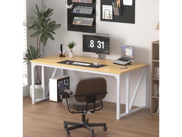 NSdirect Computer Desk 70×30.7Inch Gaming Desk with Deeper & Thicker Desktop, Office Desk Work Desk for Home Office, Natural