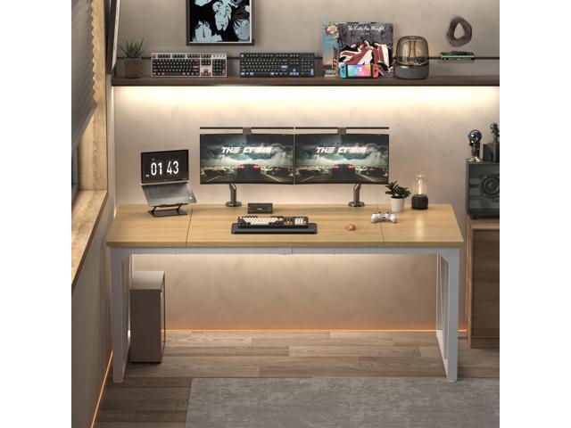 NSdirect Computer Desk 70×30.7Inch Gaming Desk with Deeper & Thicker Desktop, Office Desk Work Desk for Home Office, Natural