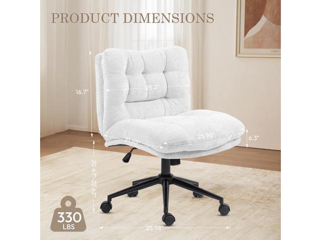 Dowinx Criss Cross Chair with Wheels, Dual-Layer Thickened Cushion, Premium Fabric Morden Home Vanity Chair Wide Seat, Cream White